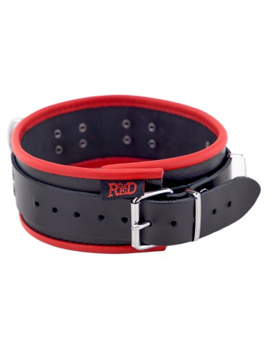 Collier en cuir avec 3 Anneaux D Rouge