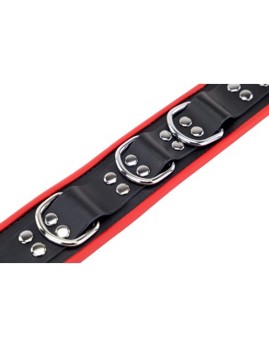Collier en cuir avec 3 Anneaux D Rouge