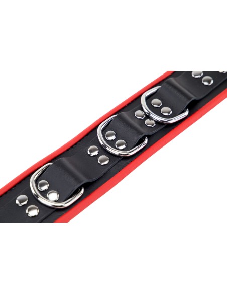Collier en cuir avec 3 Anneaux D Rouge