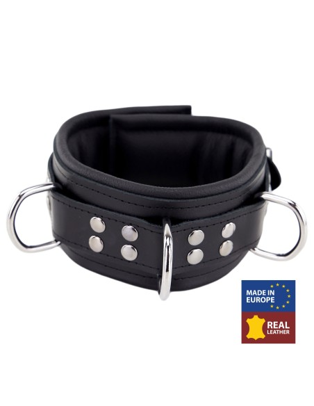 Collier rembourré en cuir avec Anneaux D Noir