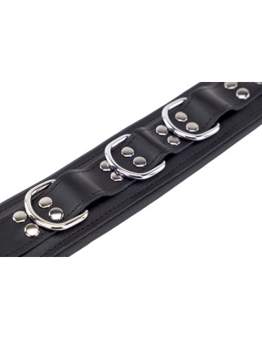 Collier rembourré en cuir avec Anneaux D Noir