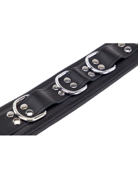 Collier rembourré en cuir avec Anneaux D Noir
