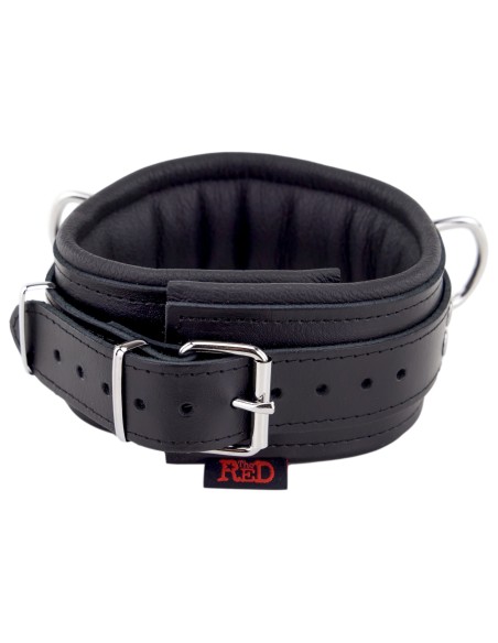 Collier rembourré en cuir avec Anneaux D Noir