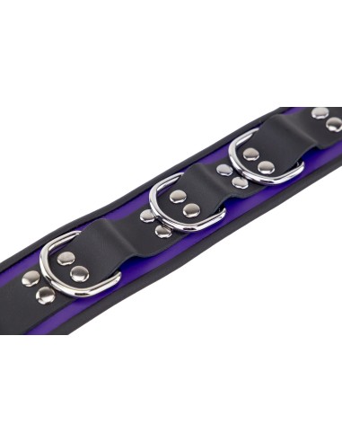 Collier en cuir 3 Anneaux D Violet-Noir