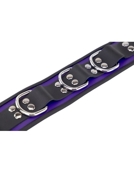 Collier en cuir 3 Anneaux D Violet-Noir