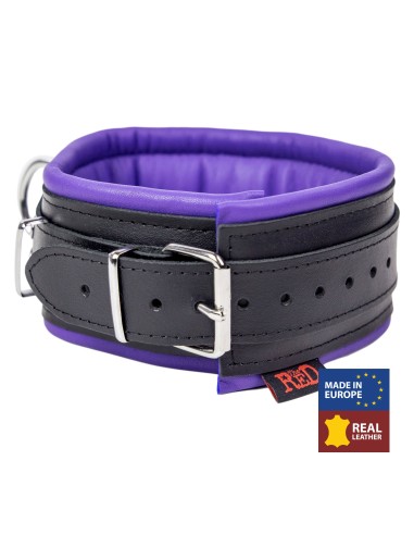 Collier rembourré en cuir 3 Anneaux D Violet