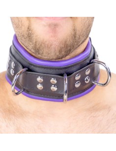 Collier rembourré en cuir 3 Anneaux D Violet 2
