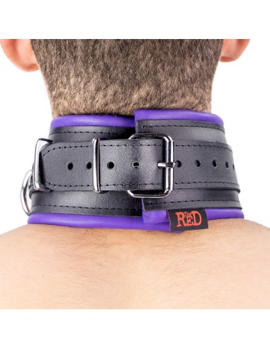 Collier rembourré en cuir 3 Anneaux D Violet