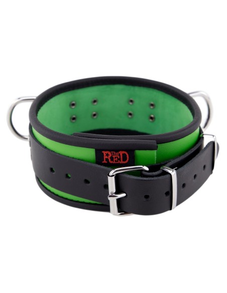 Collier en cuir 3 Anneaux D Vert-Noir
