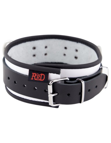 Collier en cuir 3 Anneaux D Blanc-Noir