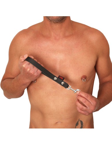 Laisse courte en cuir Noire