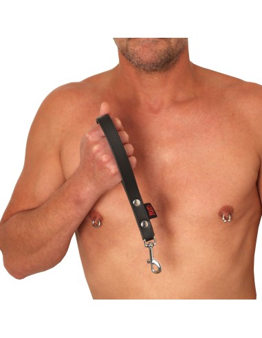 Laisse courte en cuir Noire