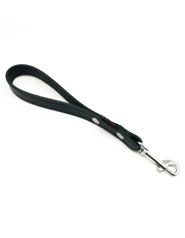 Laisse courte en cuir Noire