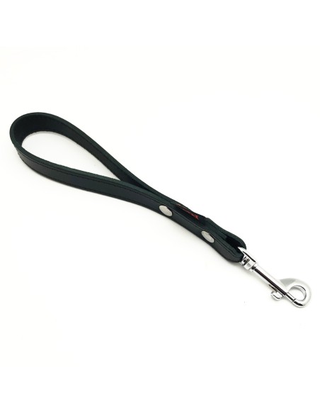 Laisse courte en cuir Noire